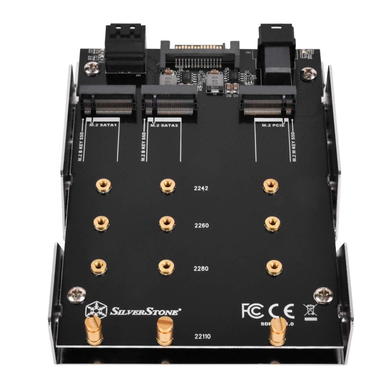 Silverstone Technology 3.5" to 2 x M.2 SATA and 1 x M.2 PCIE NVMe Adapter SDP12 - Image 3
